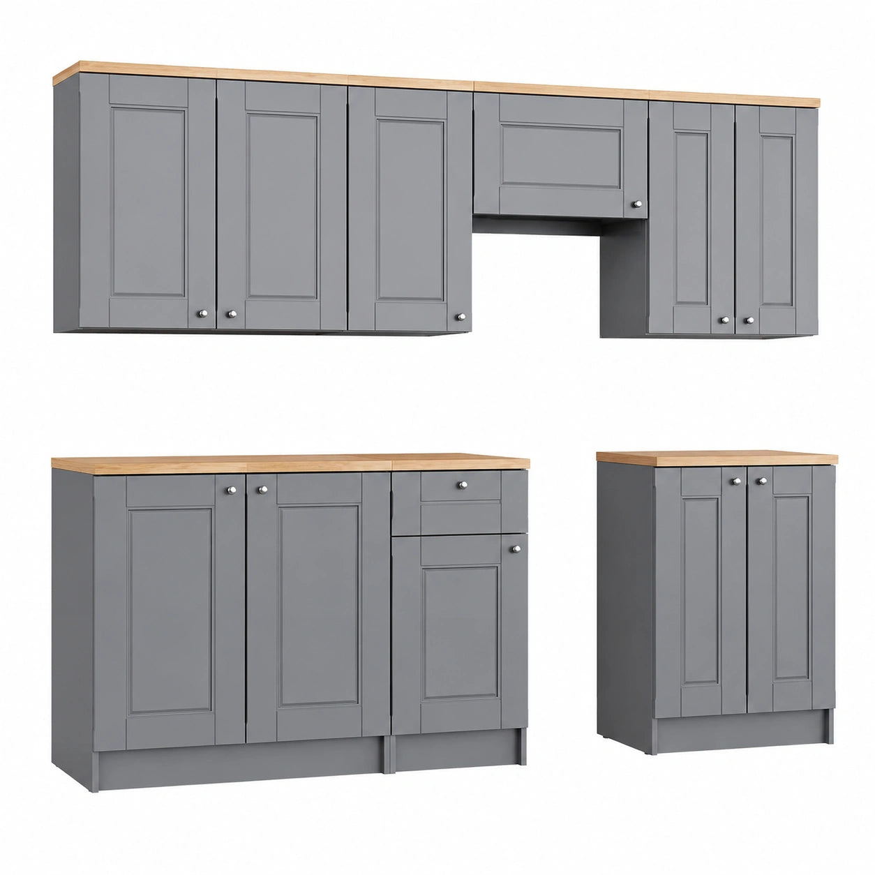 Cocina Modular Vicco Bergamo, Gris Oscuro, 240 cm, Personalizable