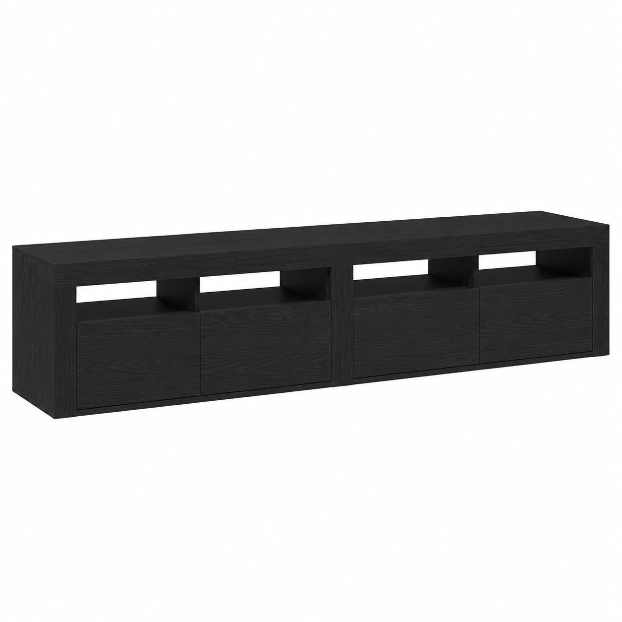 Centro de Entretenimiento con LED para Sala, Roble Negro, 210x35x40 cm
