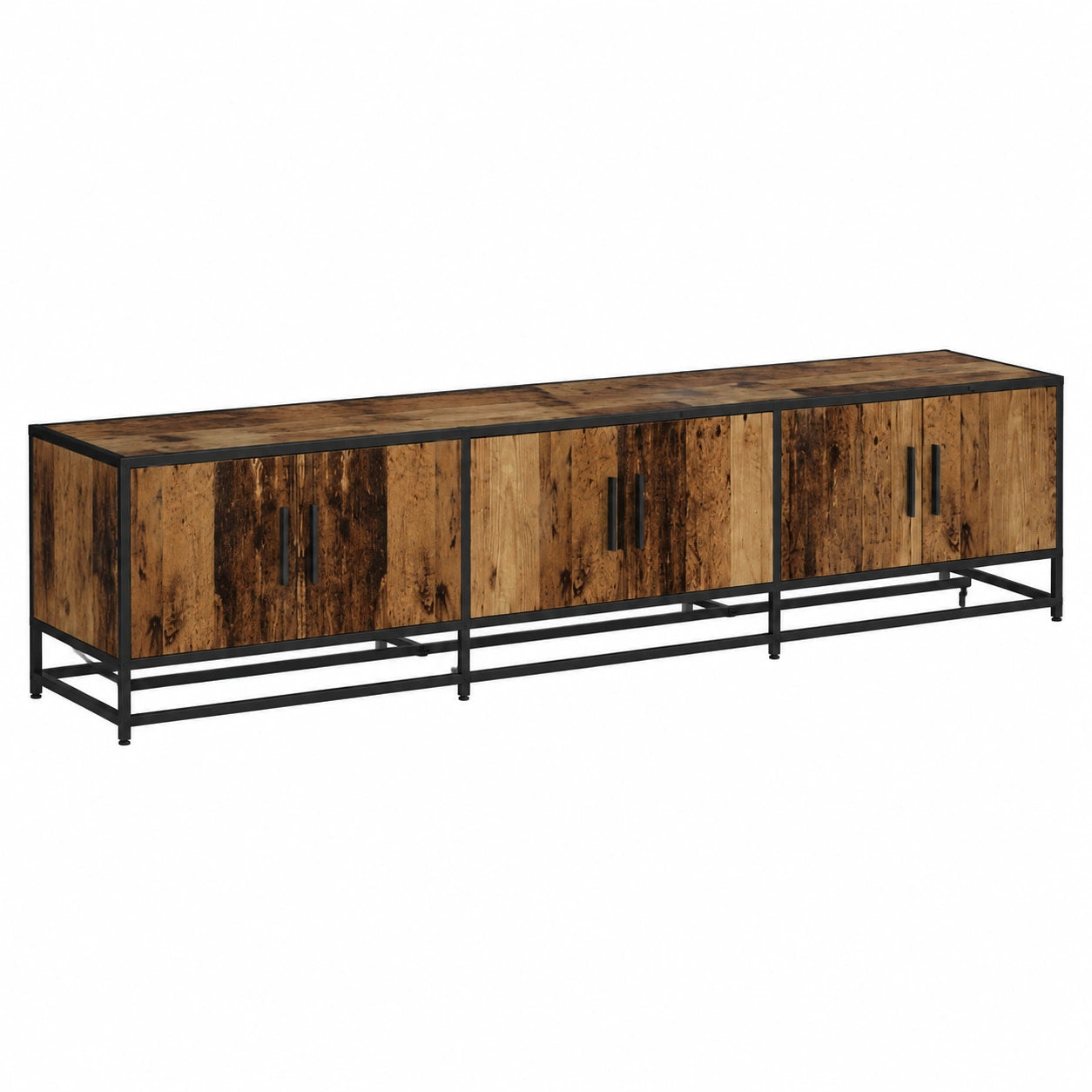 Centro de Entretenimiento de Madera Mate, 240cm, 6 Puertas, Diseño Moderno