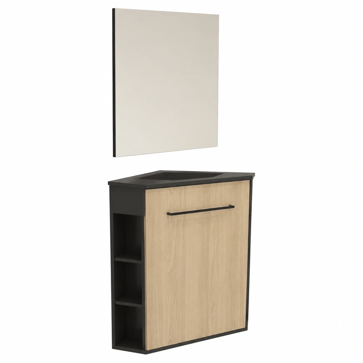 Armario Esquinero Nova con Lavabo de Resina y Puerta Reversible