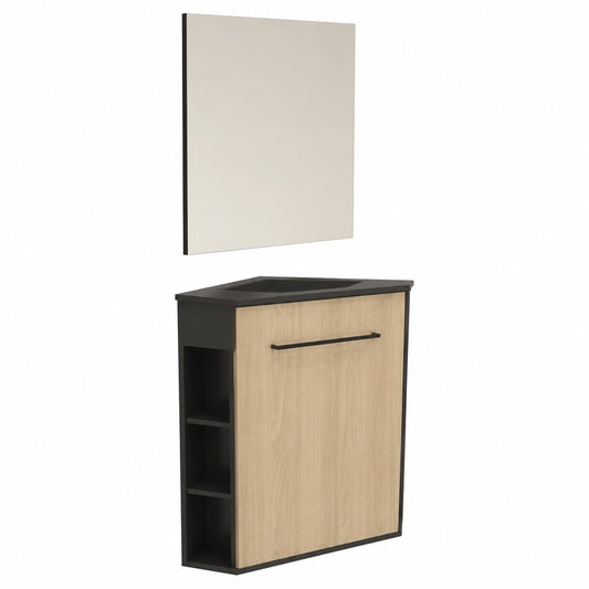 Armario Esquinero Nova con Lavabo de Resina y Puerta Reversible
