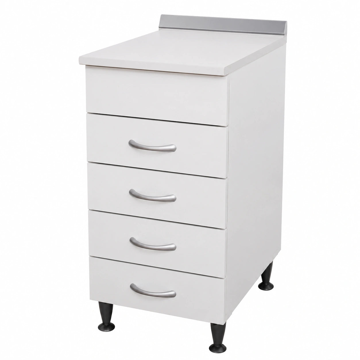 Cajonera de cocina modular de 40 cm, 4 cajones, blanco y travertino