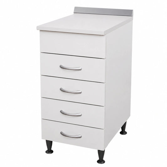 Cajonera de cocina modular de 40 cm, 4 cajones, blanco y travertino