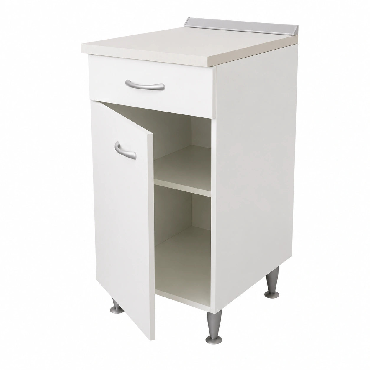Módulo de Cocina 40 cm Blanco con Puerta y Cajón, Encimera Efecto Mármol