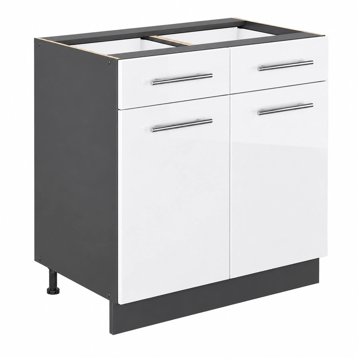 Armario de Cocina Vicco Fame-Line 80cm, Blanco Brillante Sin Encimera