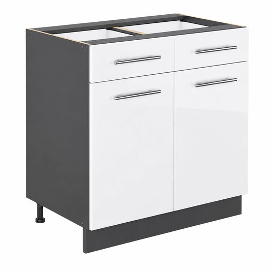 Armario de Cocina Vicco Fame-Line 80cm, Blanco Brillante Sin Encimera