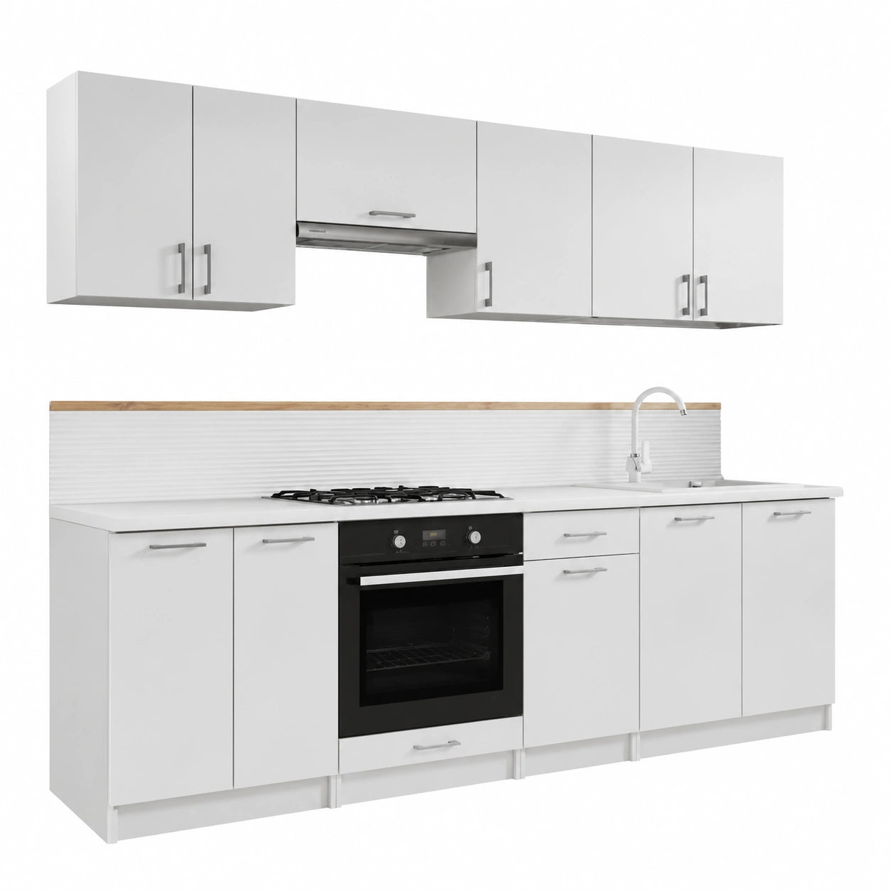 Conjunto de Muebles de Cocina Eliza Blanco Brillante 240 cm