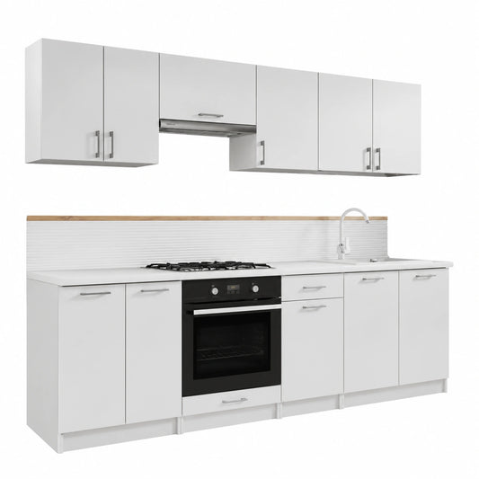 Conjunto de Muebles de Cocina Eliza Blanco Brillante 240 cm