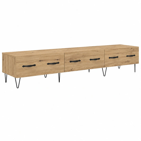 Mesa de TV de Roble Artisan 150x36x30 cm, Almacenamiento Moderno para Sala
