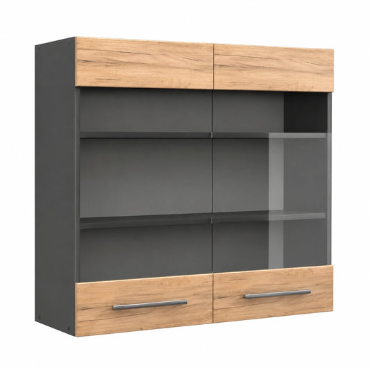 Armario de Cocina con Vidrio Fame-Line de 80 cm en Roble Dorado