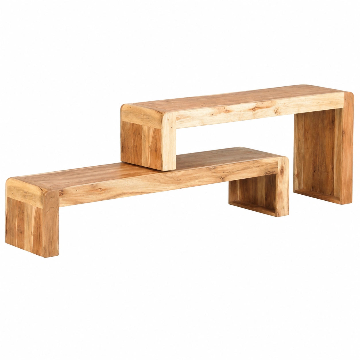 Conjunto de Mueble TV de Madera Maciza de Acacia para Salón