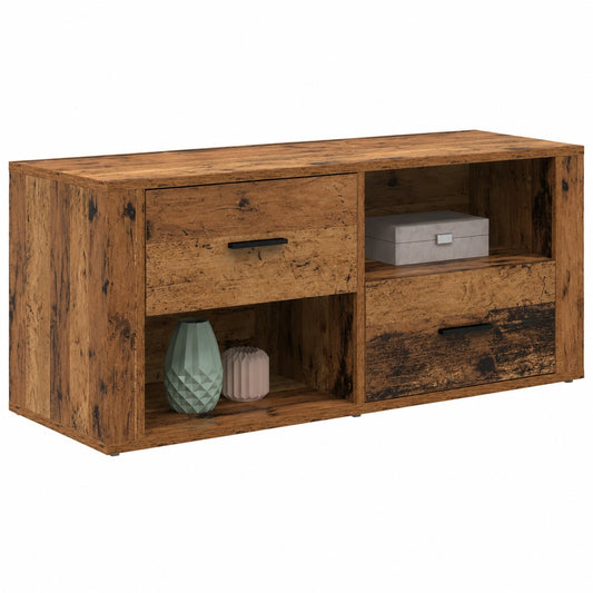 Mueble de TV de Madera Reciclada con Cajones, 100x35x40 cm, Diseño Rústico