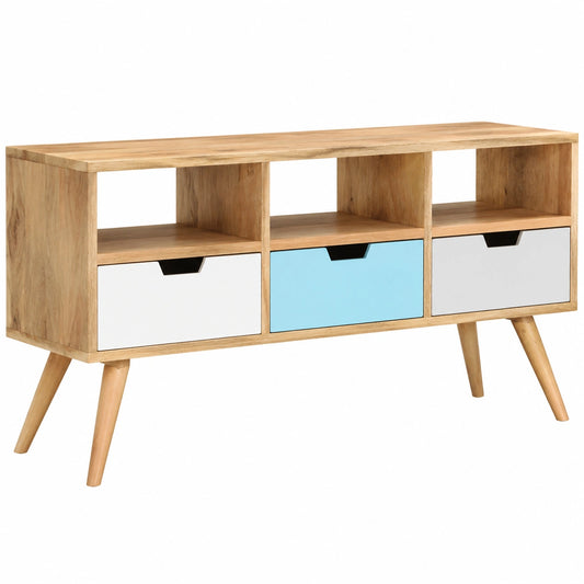 Mesa para Televisor de Madera de Mango, 110x35x48 cm, Diseño Contemporáneo