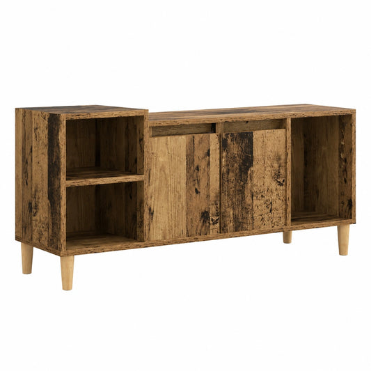 Gabinete para TV estilo rústico, 100x35x55 cm, con estantes y puertas, ideal para salón o dormitorio