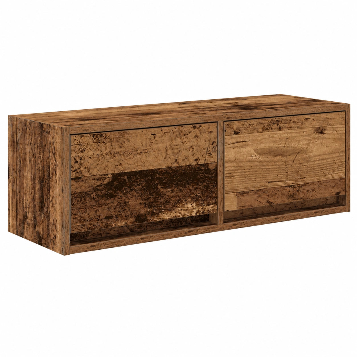 Mueble para TV de Madera de 80 cm con Almacenamiento y Acabado Envejecido