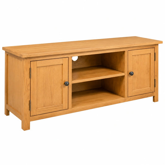 Mesa de TV de Roble Macizo 110x35x44 cm para Centros de Entretenimiento