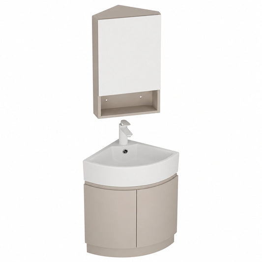 Mueble de baño esquinero con lavabo, almacenaje espacioso, montaje sencillo, diseño moderno