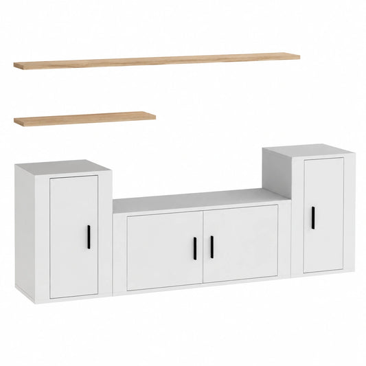 Conjunto de Muebles para TV de 3 Piezas de Madera Blanca