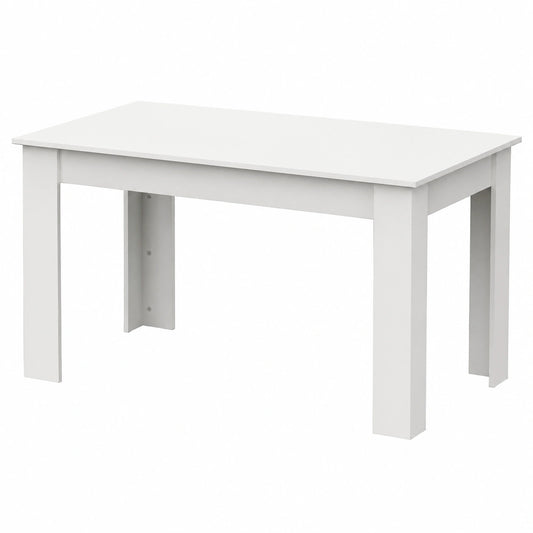 Mesa de Comedor Moderna de Madera Blanca, Capacidad 4-6 Personas, 77x140x80 cm