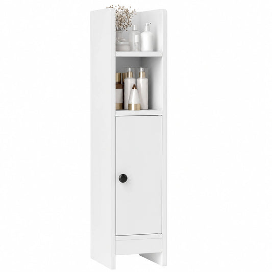 Armario Esquinero de Baño COSTWAY con Estantes Ajustables y Puerta, 20 x 18 x 80 cm, Blanco