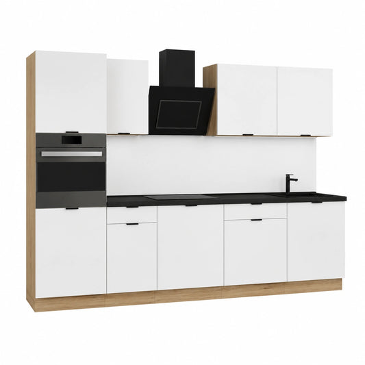 Conjunto Completo de Muebles de Cocina 280 cm Blanco Mate con Torre para Horno