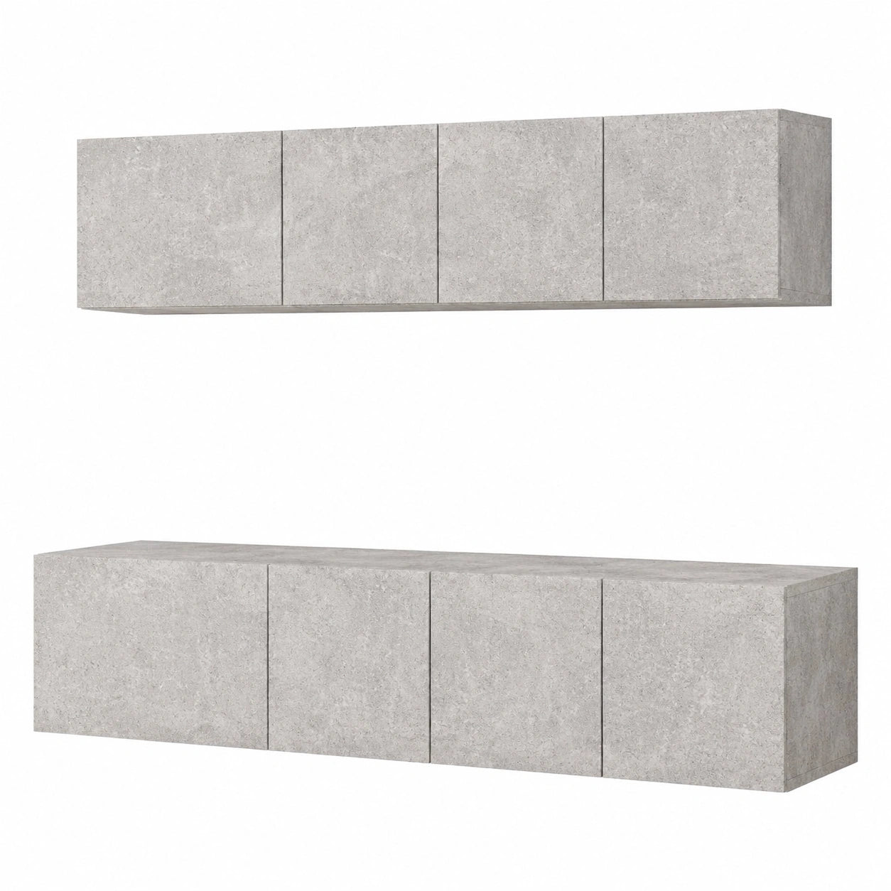 Conjunto de Muebles para TV de 4 Piezas, Salón Moderno en Madera Gris y Efecto Hormigón