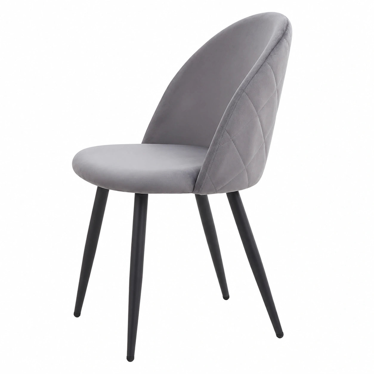 Juego de 2 Sillas de Comedor de Terciopelo con Patas Metálicas y Almohadillas Ajustables - Gris